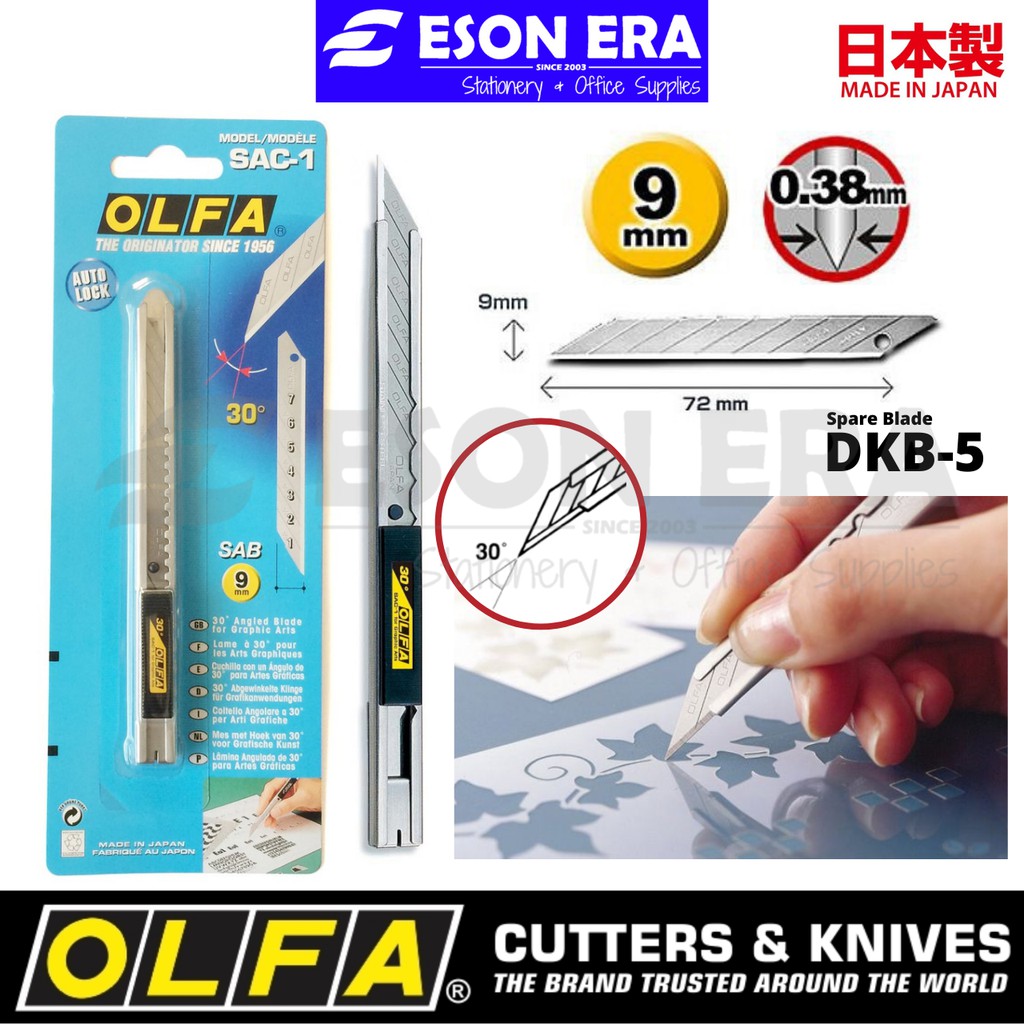 OLFA SAC1 9mm Graphics Snap Knife 30 Degree Blade