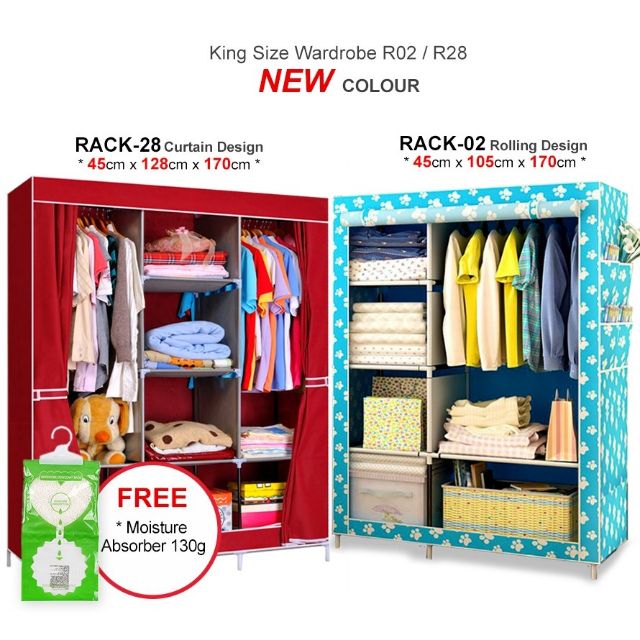 Wardrobe Cover DIY Organizer Storage Rack Rak Almari Baju Murah ...