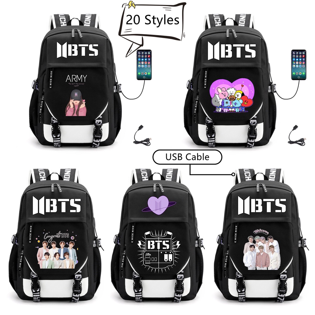 Bts backpack with charger sale