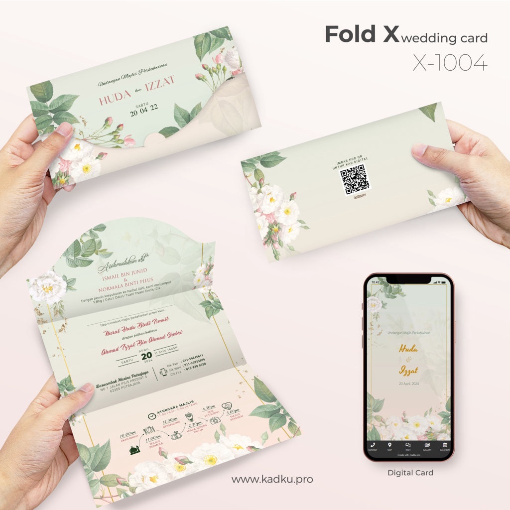 Kad Kahwin (Fold X) | Wedding Card + Digital Card New Design | Shopee ...