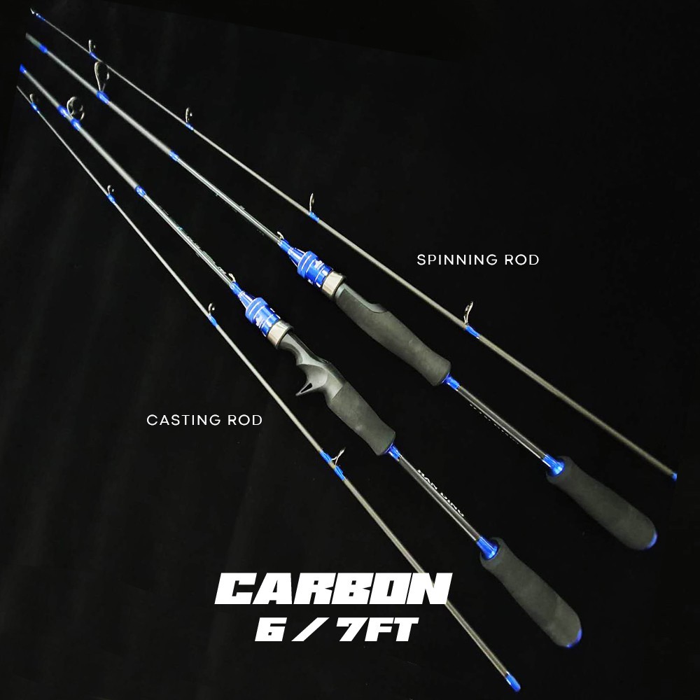 Ready Stock】 Fishing Rod BIRU CARBON Casting Spinning Suka