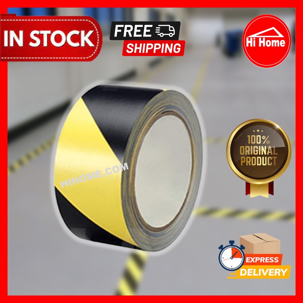 Black Yellow Floor Marking Tape 2”X18M Hazard Warning Tape Floor Safety