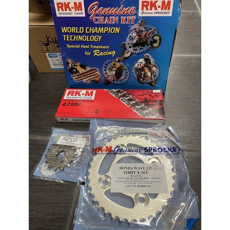 RKM 428 Sprocket SET (Front Rear+ Chain) EX5 WAVE125 DREAM KRISS LC135 ...