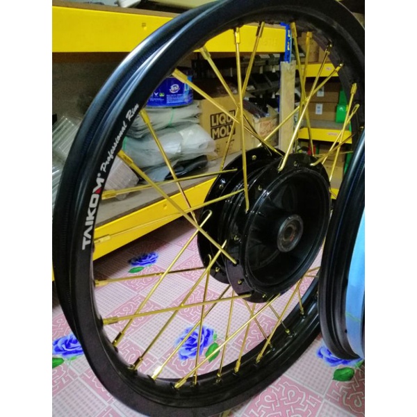 RXZ ALLOY RIM SET 1.60X18 TAIKOM《SIAP SENTAR & BARING》SPOKES GOLD/EMAS ...
