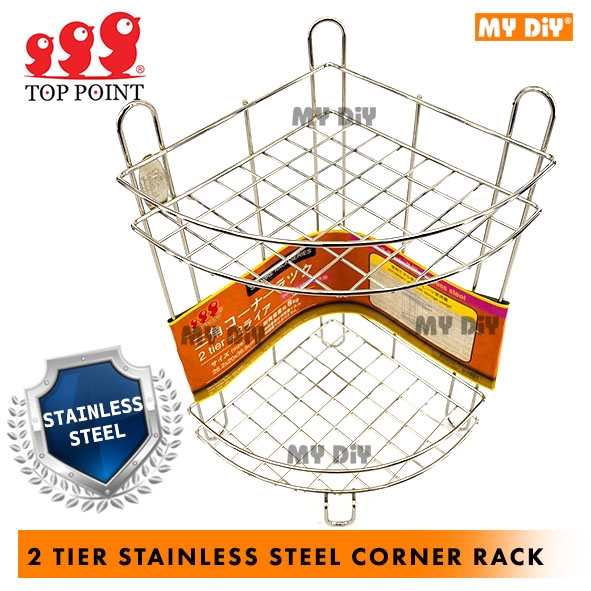 MYDIYHOMEDEPOT - 2 Tier Stainless Steel Corner/ Triangle Rack Bathroom ...