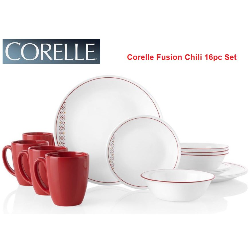 Corelle Fusion Chili 16pc Dinnerware Set (1137540) Livingware Dinner ...
