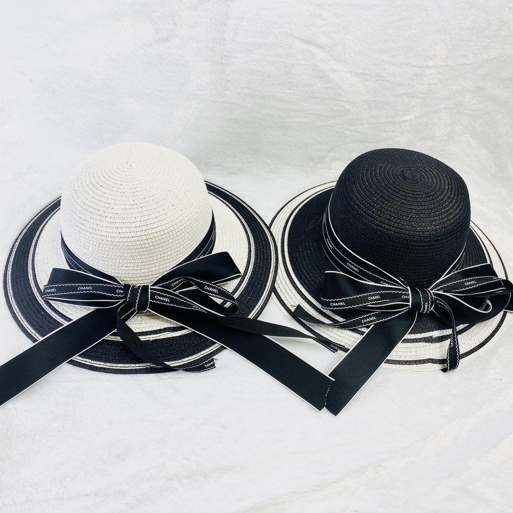 Beach straw hat with bow tie super beautiful and luxurious design