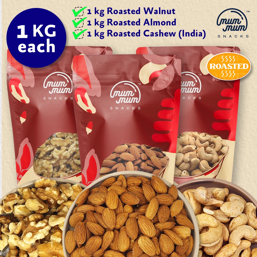 Premium Roasted Bundle Mix (Almond, Cashew Nut, Walnut) [1kg each ...