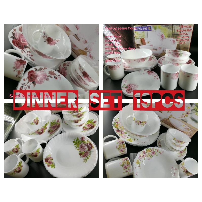 DINNER SET COREL HG 19PCS harga clear stock.. | Shopee Malaysia