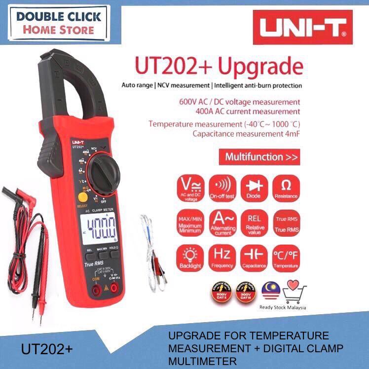 UNI-T UT202+ 400A Digital Clamp Multimeter With Temperature Measurement ...