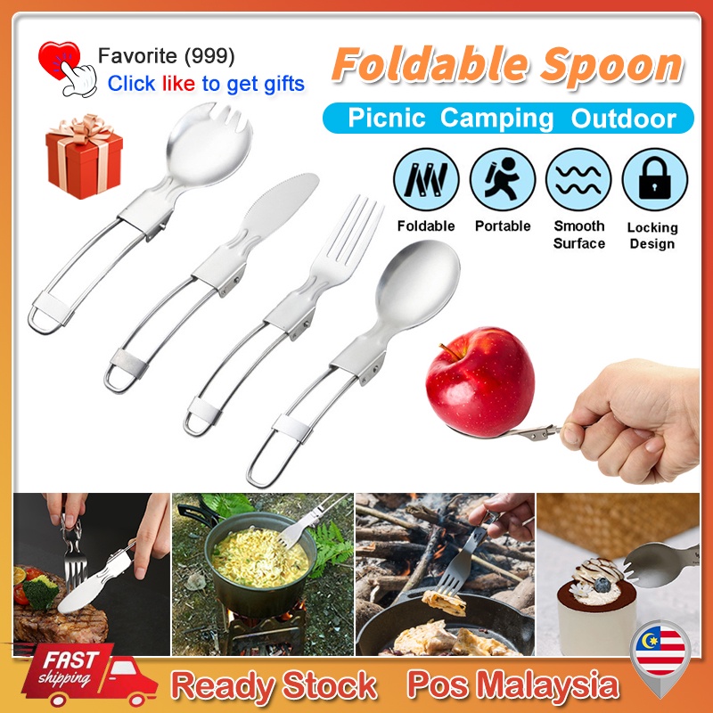 Portable Foldable Spoon Fork Spork Stainless Steel Camping Spoon ...