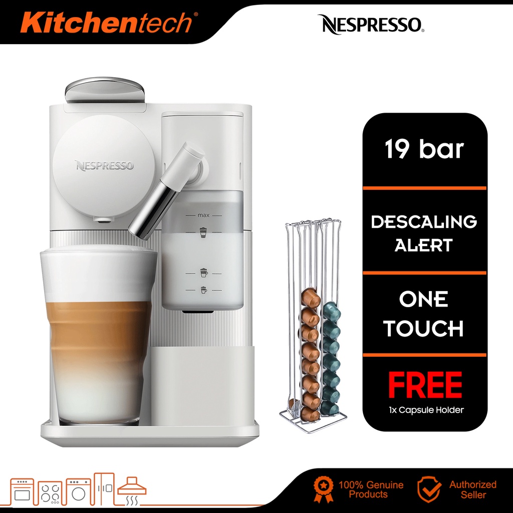 [FREE CAPSULE RACK] Nespresso F121-ME-WH-NE Lattissima One Fully Automatic  Capsule Coffee Machine (White) - F121MEWHNE