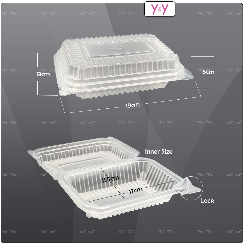 Medium PP Disposable Plastic Lunch Box 100pcs / Take Away Container ...