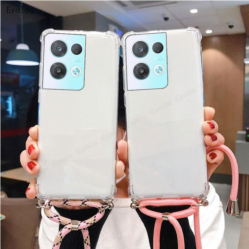 Necklace Case for OPPO Reno 4 Pro 5G Cover with Neck Strap Phone Chain Case Crossbody Necklace with Cord Transparent Silicone Case with Adjustable Lanyard Case with Strap Cord, Black