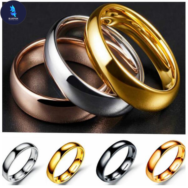 BF 6-12 Stylish Smooth Stainless Steel Simplicity Cincin Men Women ...