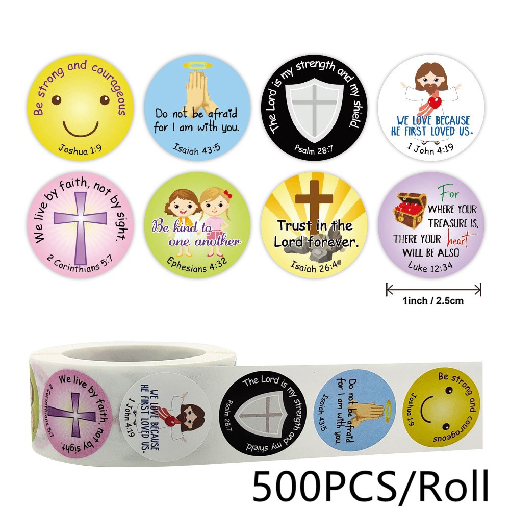 Religious Christian Bible Verse Stickers Kids Reward Cross Christening ...