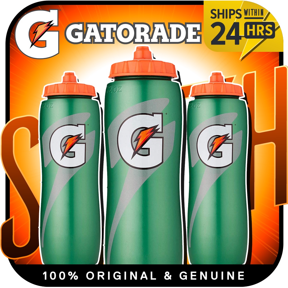 Gatorade 32oz Squeeze Sports Water Bottles Easy Grip Design Green