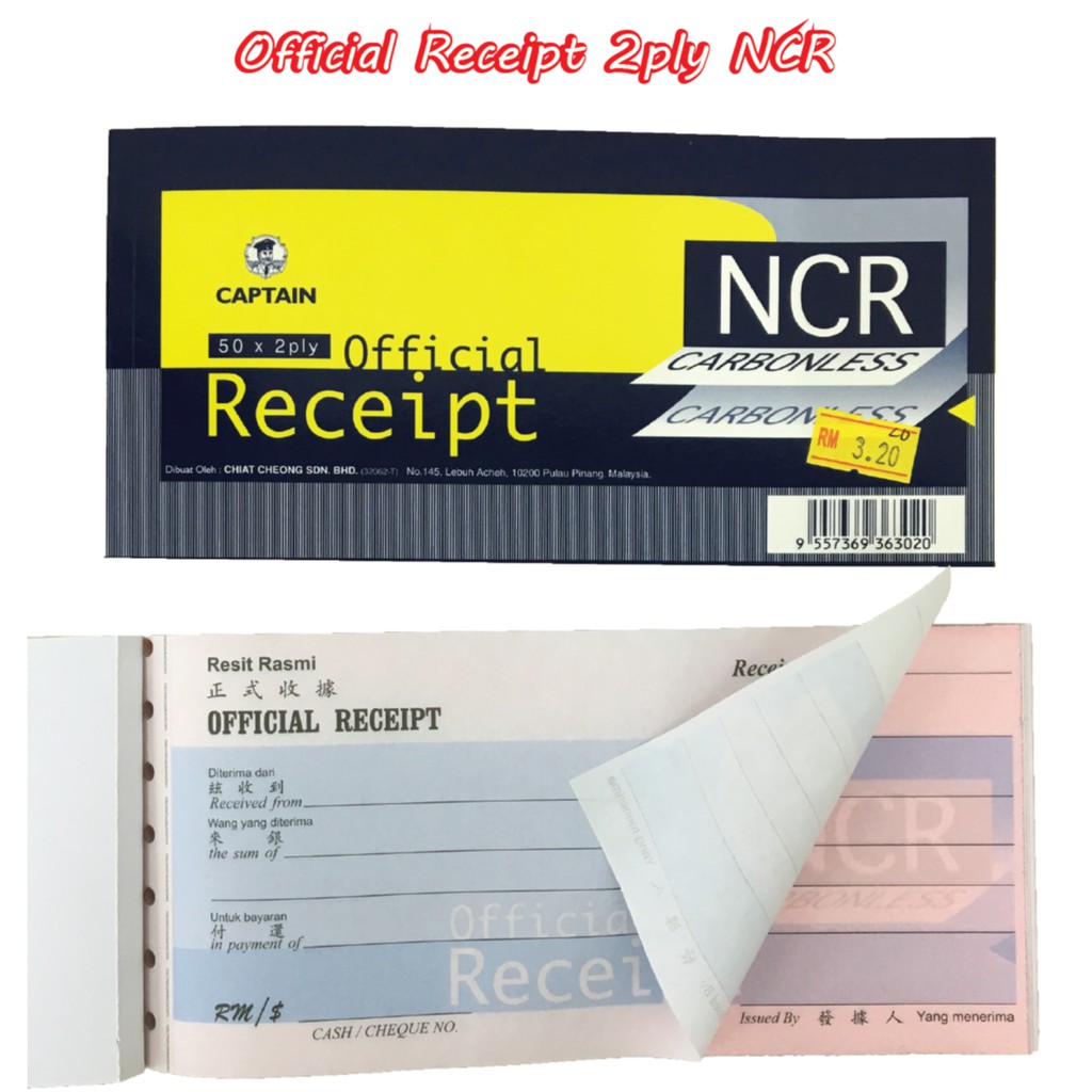 Captain Official Receipt Book 2ply NCR (50set) | Shopee Malaysia