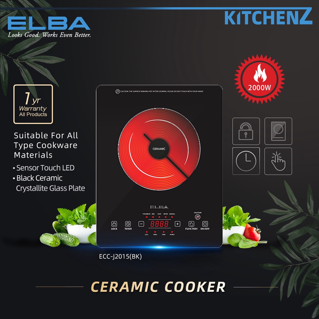 Elba Ceramic Cooker Multifunctional Induction Cooker 2000W ECCJ2015