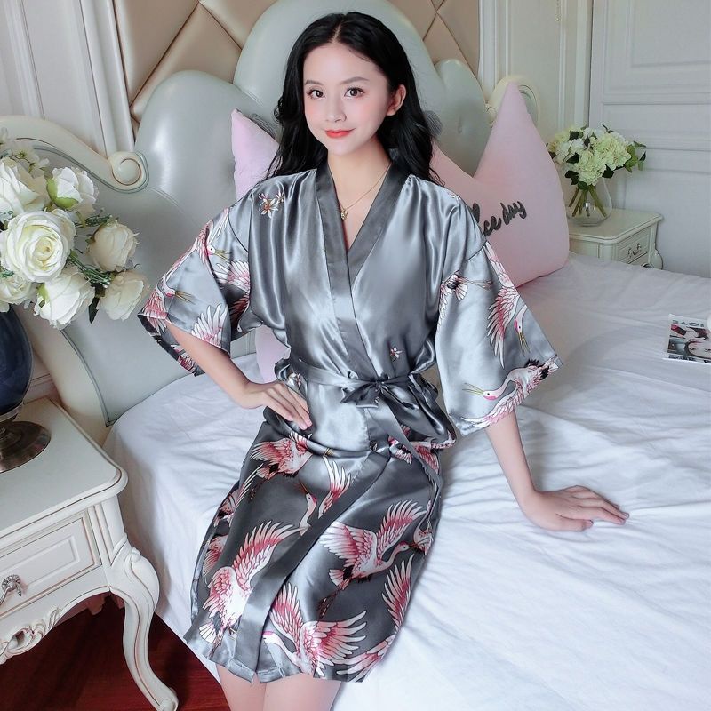 Women's Satin Nightgowns Short Sleeve Sleepwear V Neck Boyfriend Casual  Dresses With Chest Pocket