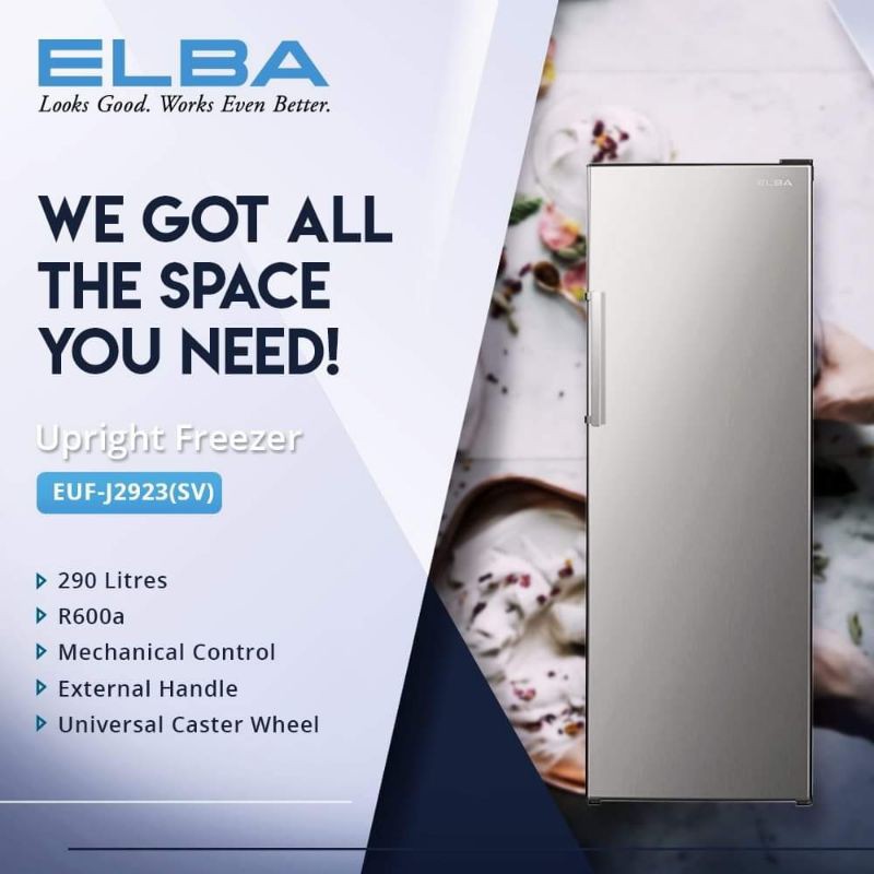 Elba Upright Freezer EUFJ2923(SV) Shopee Malaysia