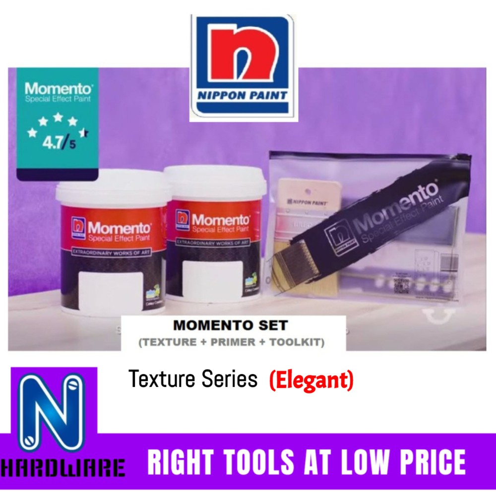 Nippon Paint Momento Set (Top Coat Textured Elegant 1L + Primer 1L