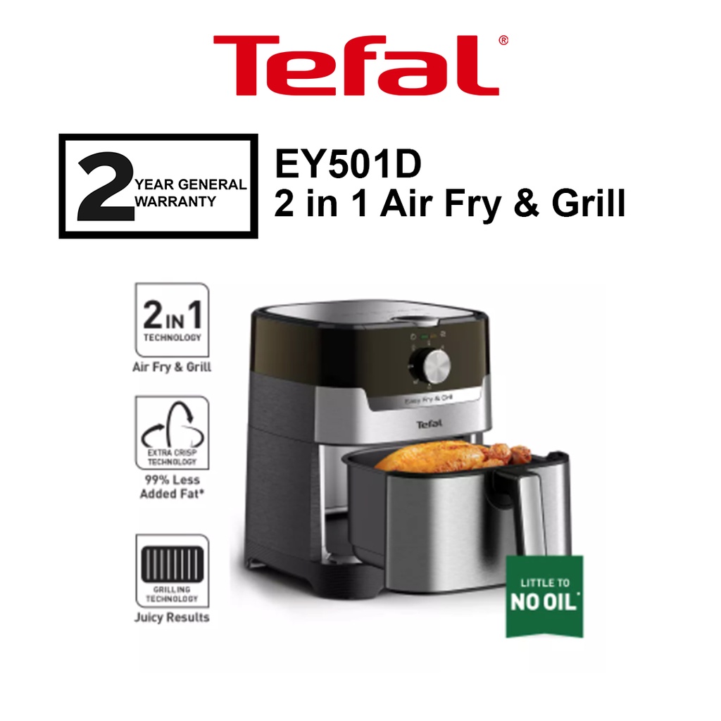 Tefal Air Fryer Easy Digital & EY501D/EY505D Grill (4.2L) | Size PGMall XL Deluxe Airfryer Fry EY501D