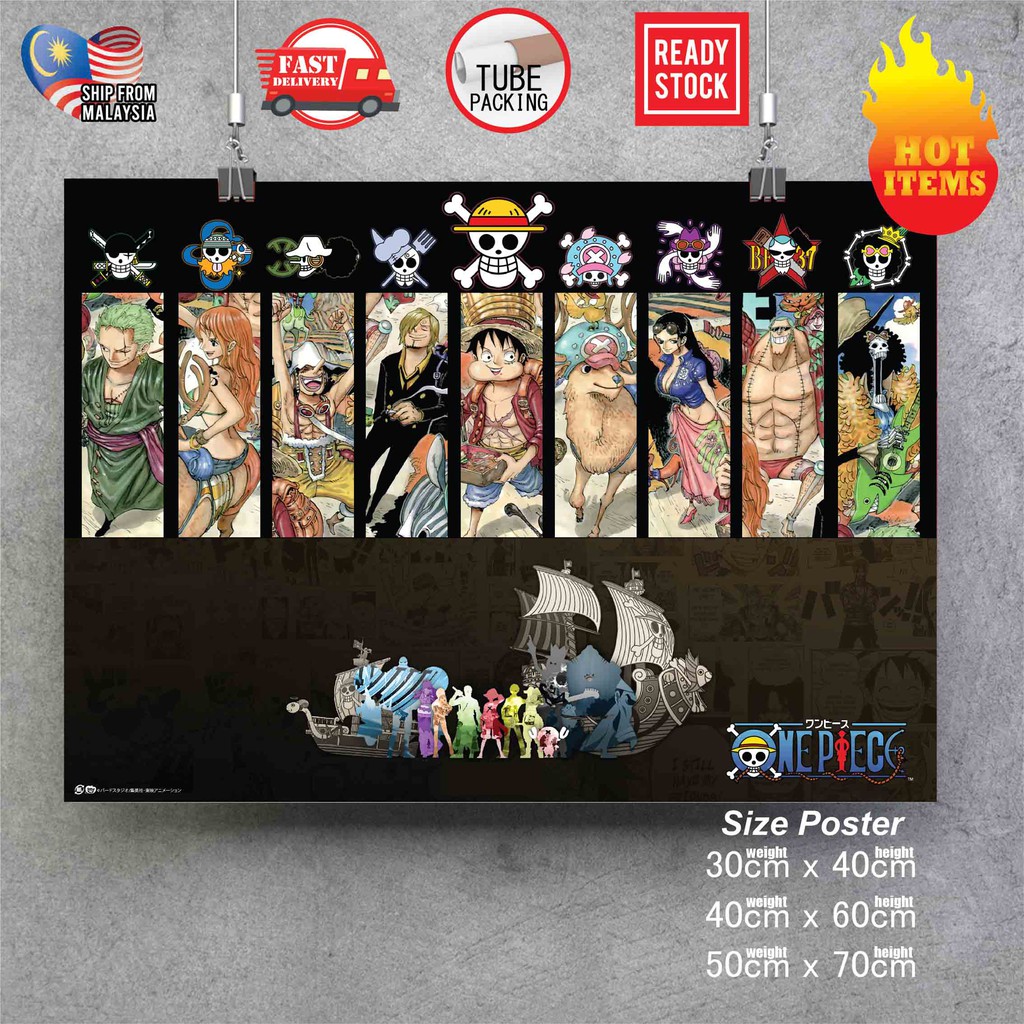 【READY STOCK】One Piece Poster Luffy Mugiwara Straw Hat Yonko Kaido Zoro