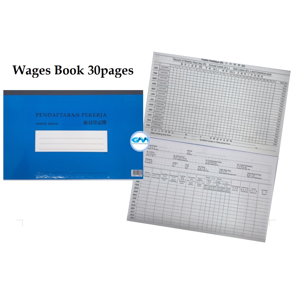 Wages Book Employee Salary Book Buku Pendaftaran Pekerja 30pg