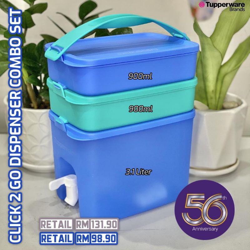Ready Stock Tupperware Brands Click To Go Beverage Dispenser (1) 3.1L