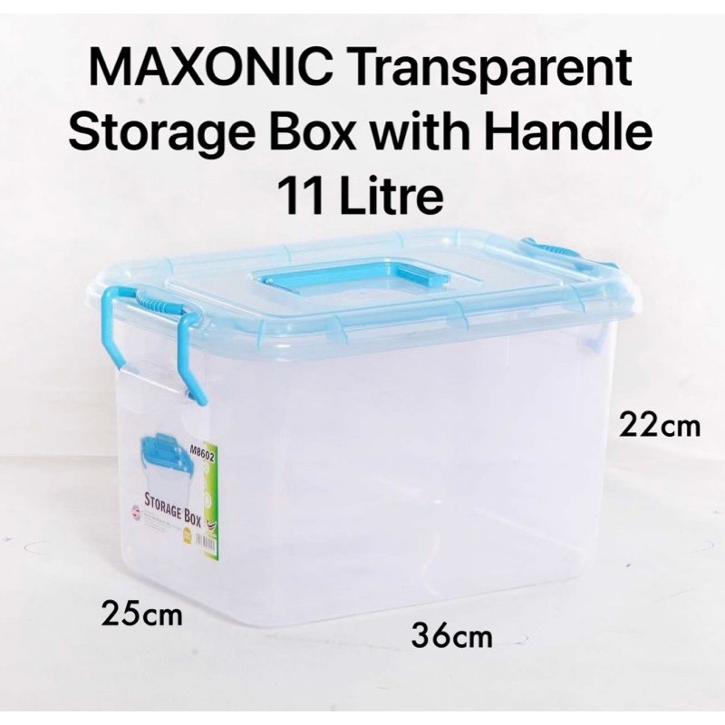 MAXONIC Transparent Storage Box With Handle 11L 8602 / Multipurpose ...