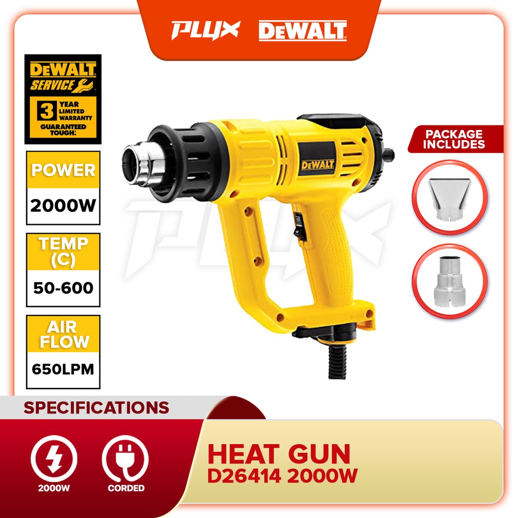 DEWALT D26414-B1 2000W 50 - 630°C Digital Heat Gun With 2pcs Standard ...
