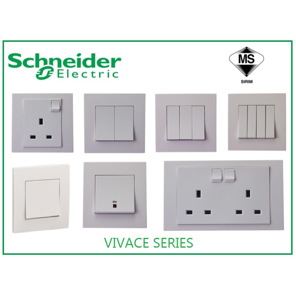 SCHNEIDER VIVACE 13A/13A 2GANG/20A/1GANG 250V WHITE SWITCH SOCKET ...