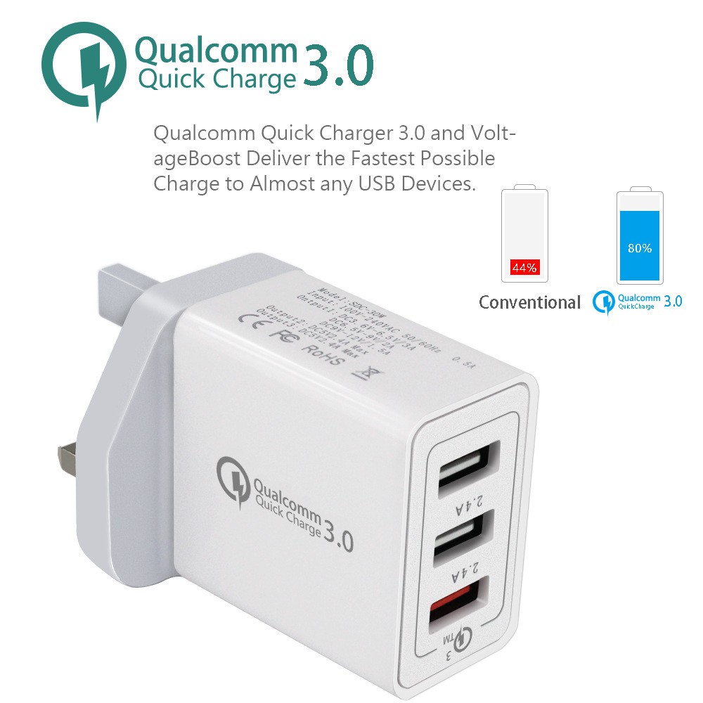 Qualcomm Quick Charge 3.0 UK Plug Adapter