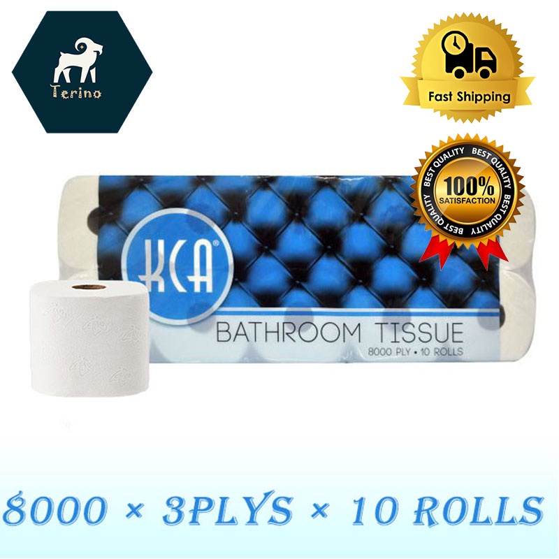 TERINO READY STOCK KCA bathroom tissue roll Premium Toilet Paper 8000s x 3ply x 10 rolls