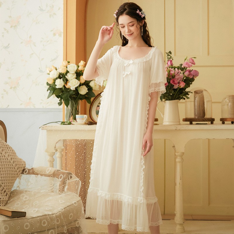 Long white sleeping discount gown