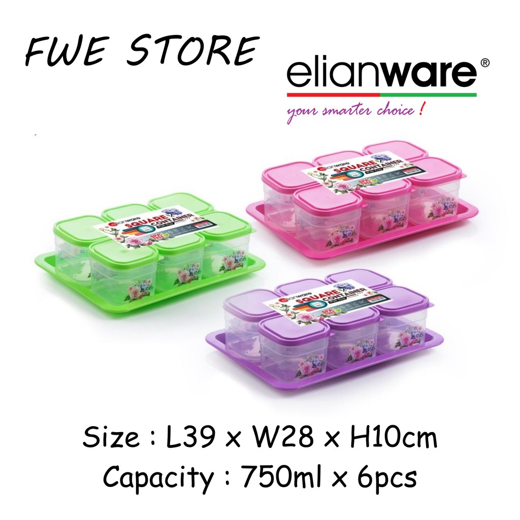 Elianware Square Container With Tray / Airtight Container E-148L/1057 ...