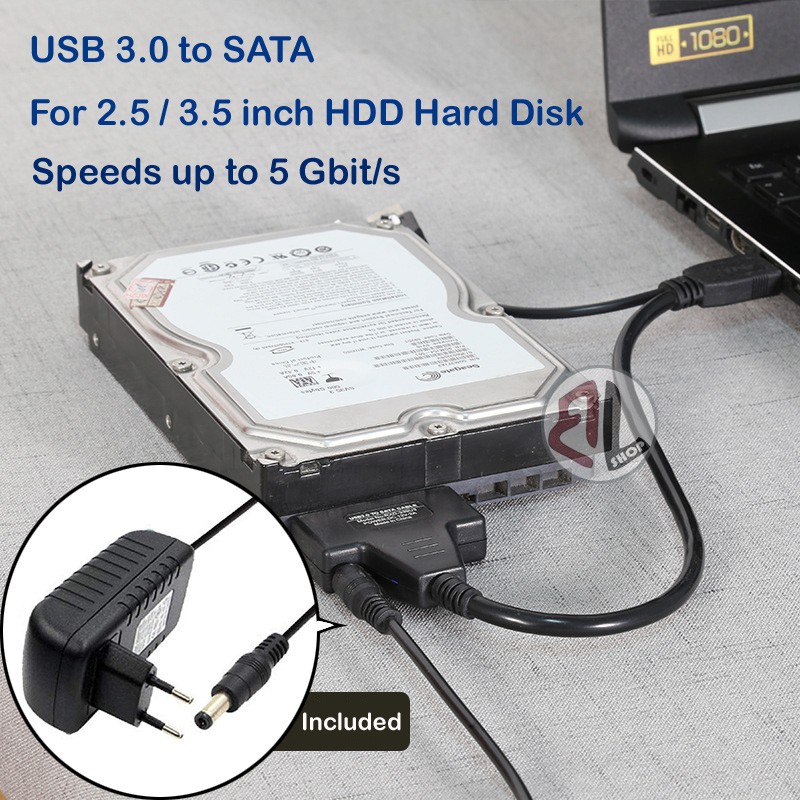 USB 3.0 to SATA Serial ATA 15+7 22P Adapter Cable For 2.5/3.5 inch HDD