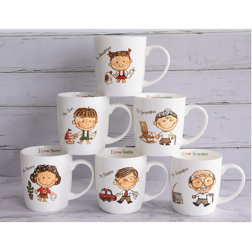 [READY STOCK] Creative Family Cup Family Parentchild Cup Ceramic Mug