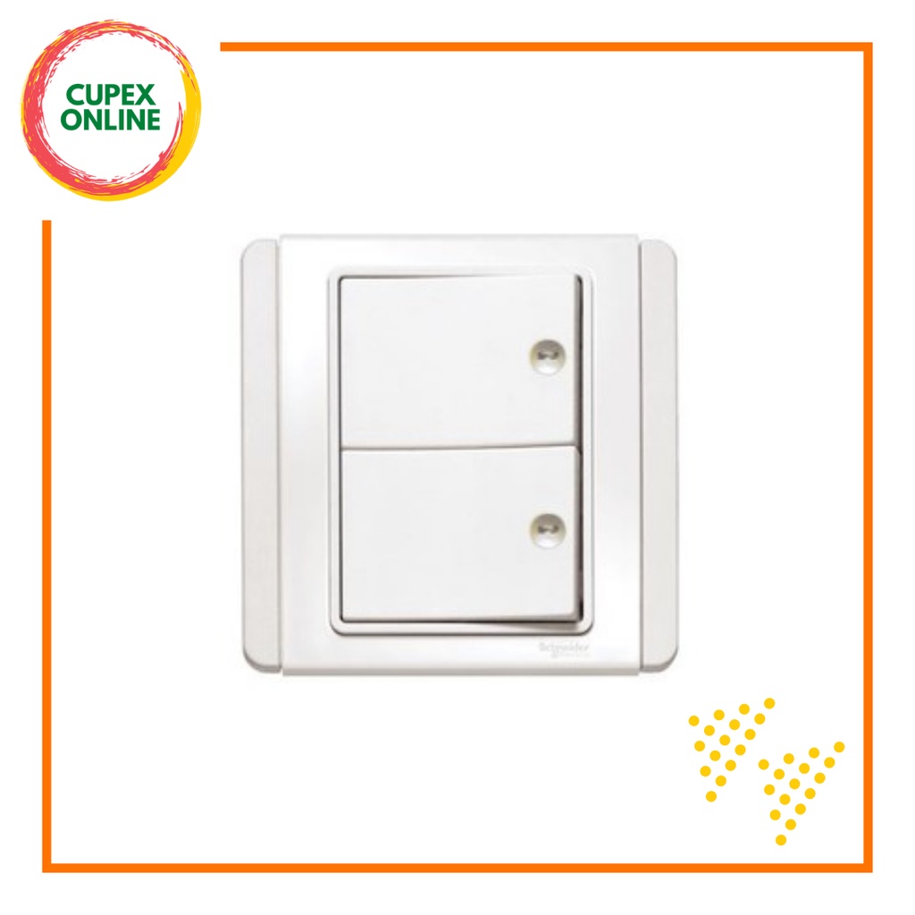 Schneider Electric Neo 2 Gang 1 Way Press On/off Switch White (Auto ...