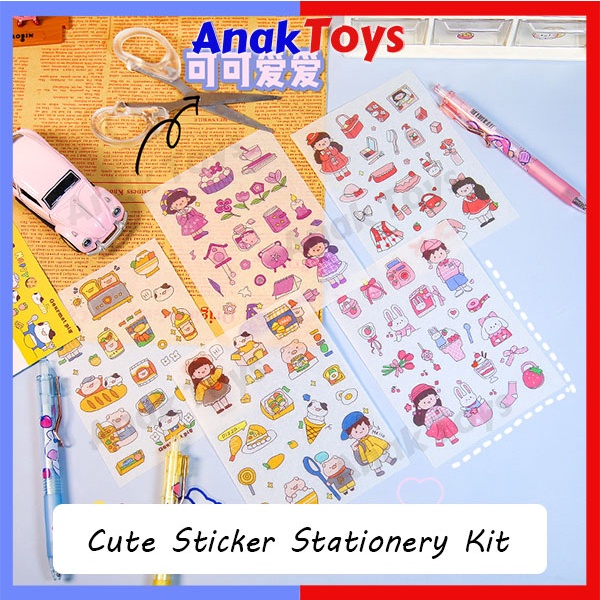 [READY STOCK] 4 Pcs/Set Cute Cartoon Girls DIY Decorative Diary Journal ...