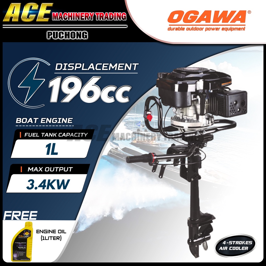 [ 100 Original ] Ogawa OES2196 4 Stroke Boat Engine 6.5HP Outboard