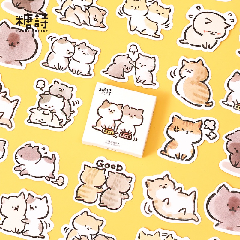 45 Pcs Kawaii Cat Stickers Aesthetic Stationary Cute Stickers For Cat ...