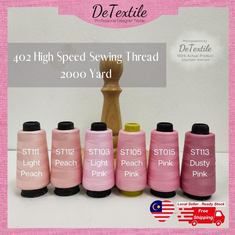 DeTextile 2000 Yard Per Roll 40S/2 High Speed Sewing Thread Benang ...