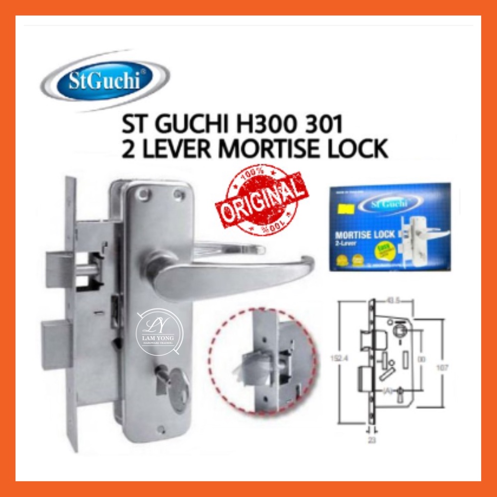 ST GUCHI 2 LEVER MORTISE LOCKSET / KUNCI TOMBOL PINTU JENIS LAMA