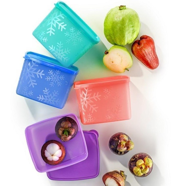 Tupperware Snowflake Square Round 800ml (Bekas makanan/sayur/buah ...