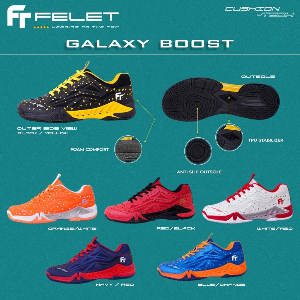 FELET New Badminton Shoes GALAXY BOOST 100 Original by FLEET Shopee
