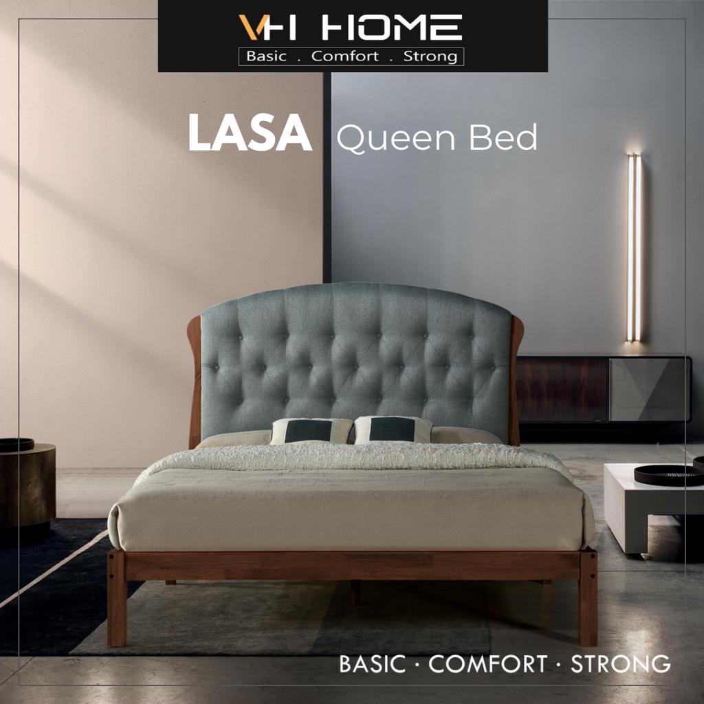 LASA VH SOLID WOODEN FABRIC QUEEN BED FRAME /Queen Size Bed Frame ...