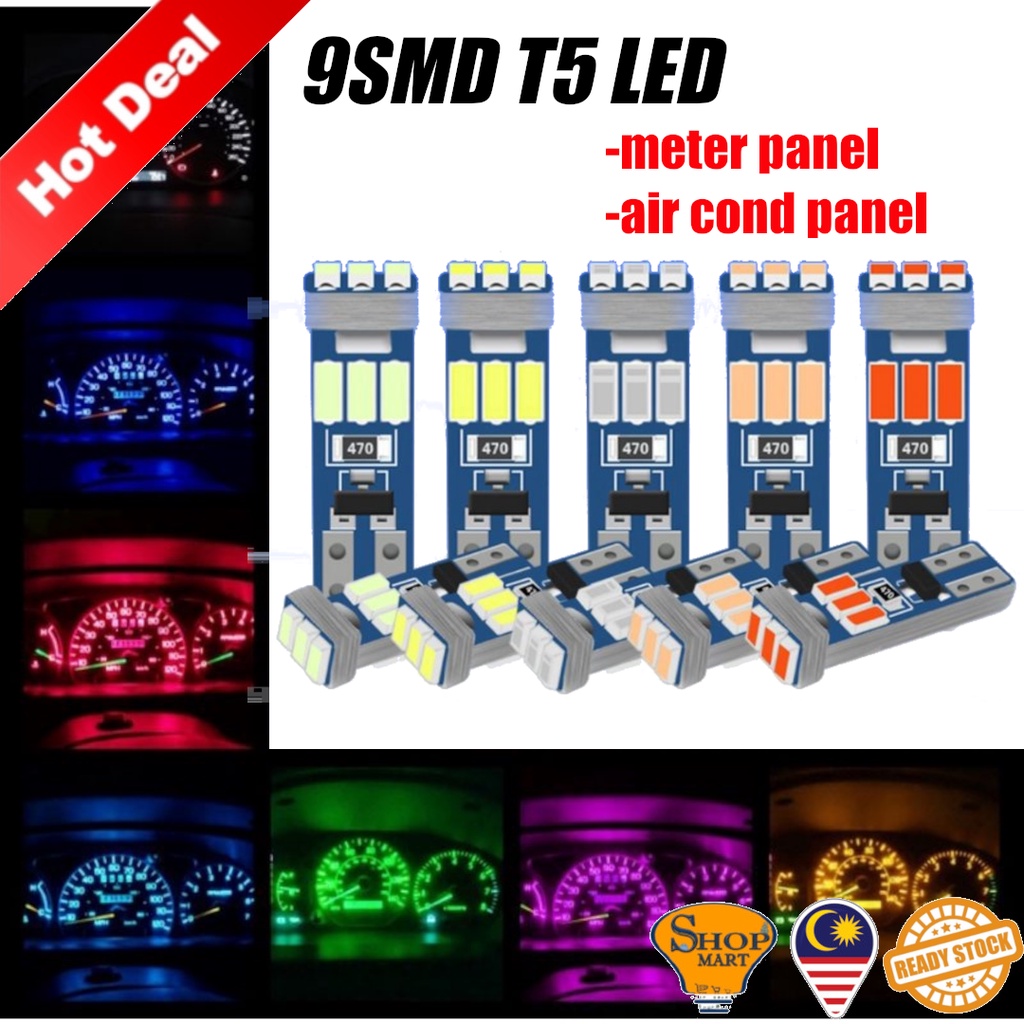 Car T5 Led 9 Smd 3012 W3W Led Light Bulb Car Air cond Panel Dashboard ...