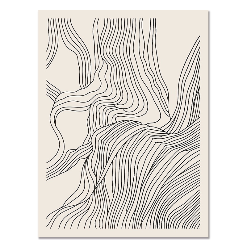 Nordic Black and White Abstract Poster Line Wall Art Canvas Painting ...